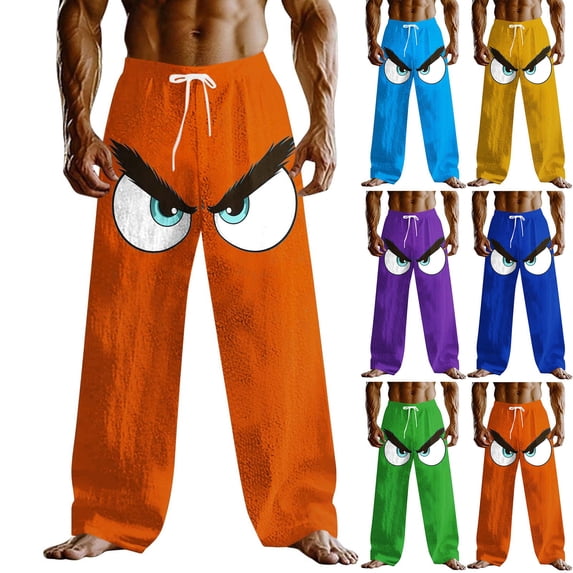 Ndbuld Mens Sweatpants Smiling Face Pants Loose Pants Casual Pants Mid Waist Outdoor Vacation Home Elastic Drawstring Waist Fragrant Pants With Pockets Purple,XXXXXL