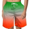 thumbnail image 1 of Ndbuld Mens Swim Trunk Mens Trunks Men Casual Fashion Gradation Print Shorts With Pockets Elastic Waist Beach Pants Evergreen Orange 5XL, 1 of 4