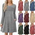 thumbnail image 1 of Ndbuld Midi Dresses for Women Casual 3/4 Sleeve Wrap Dress Plus Size Curvy Cocktail Dresses with Pockets Gray XL, 1 of 8