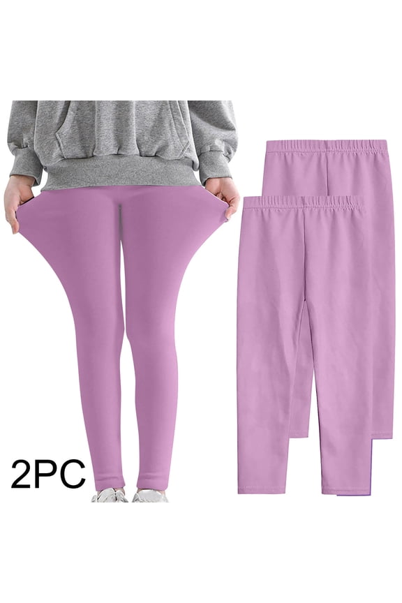 Pants for Kids Girls Fleece Lined Leggings Kitty Pattern Thick Pants 2PC Toddler Kids Comfortable Leggings For Girls Leggings Great For Softness And Breathability Pants ,Purple