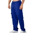 thumbnail image 1 of Ndbuld Pants for Men Big and Tall Men's Joggers Mens Fashion Joggers Sports Elastic Waist Pockets Pants Sweatpants Trousers Mens Long Pants Solid Color Blue,2XL, 1 of 7