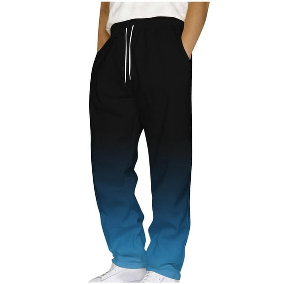 Ndbuld Pants for Men Cargo Pants Men Men Pockets Casual Fashion Gradation Printing Elastic Waist Straight Trousers Navy XL