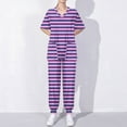 thumbnail image 1 of Ndbuld Scrub Set for Women V-Neck Scrub Top & Jogger Pants Women's Short Sleeved Stripe Pocket Protective Suit Set Short Sleeved-neck Top/shirt Set Rollbacks,Multicolor,L, 1 of 5