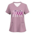 thumbnail image 1 of Ndbuld Scrubs for Women Mock Wrap Top Women's Breast -neck Short Sleeve Pocket Overalls Shirt Summer Savings,Pink,2XL, 1 of 3