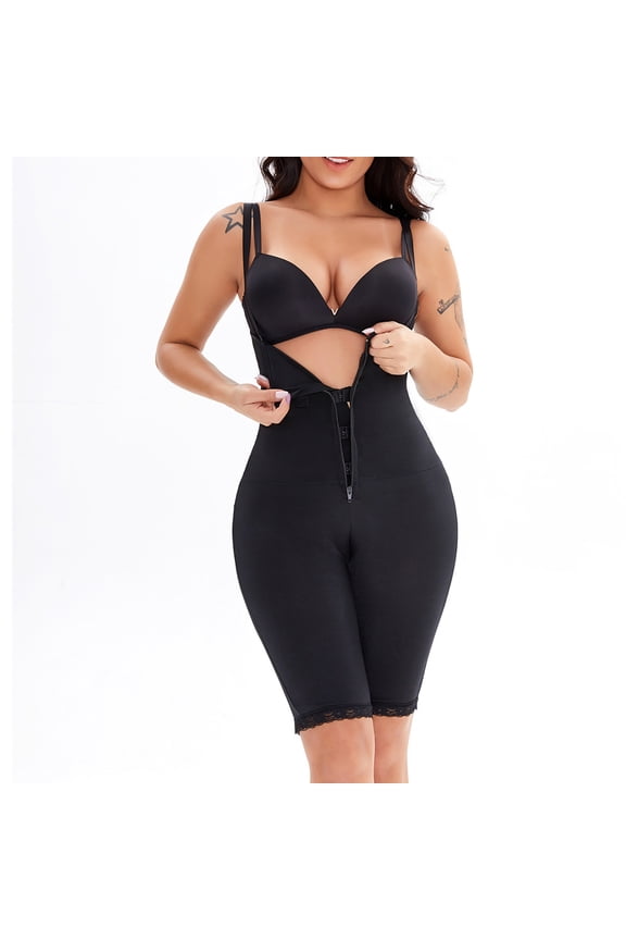 Shapewear Bodysuit Zipper Shapewear with Exposed Buttocks Cinching And Lifting Hips Open Cut Body Shaping Underwear Up to 35% off,S-3XL,Black,XXL