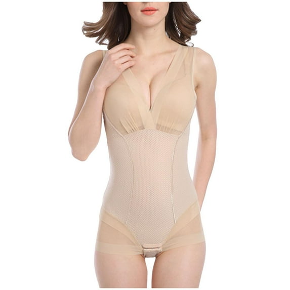 Ndbuld Shapewear Bodysuit for Women Womens Solid Color Camisole Underwear Shaping And Abdominal Compression Shapewear on Clearance,M-3XL,Beige,XL