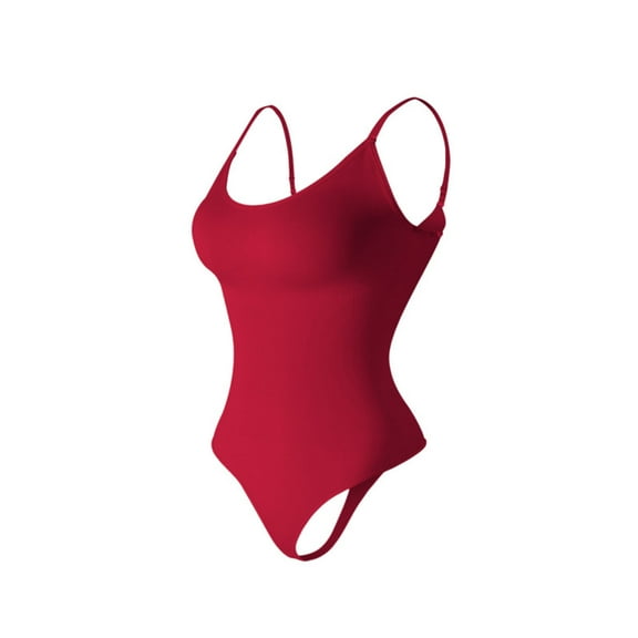 Ndbuld Shapewear Bodysuit for Women Womens Solid Color Sexy Chest Support Shaping Abdomen Corset Shapewear Bodysuit,XS-3XL,Red,XS