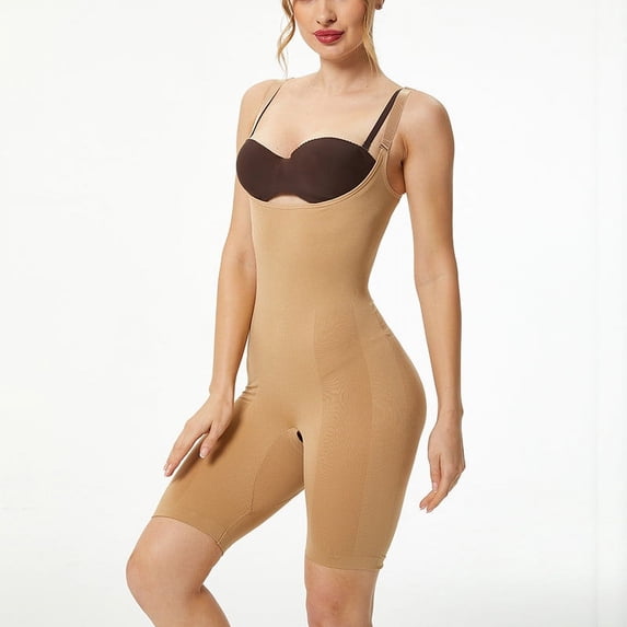 Ndbuld Shapewear for Women Ladies Seamless Body Shaper Abdominal Lifter Hip Shaper Underwear Stretch Body Corset ,S-2XL,Khaki,S