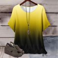thumbnail image 1 of Ndbuld Shirts for Women Short Sleeve Casual Summer Tops Summer Beach Printed T-shirt with Round Neck and Short Sleeved Top,Yellow,M, 1 of 5
