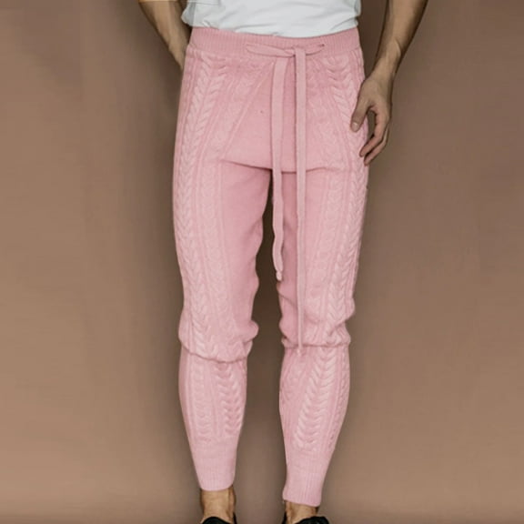 Ndbuld Sweatpants Athletic Pants Traning Track Pants Joggers for Men Elastic Waist Lace-Up Knit Leg Casual Sportive Sweatpants And Trousers ,Pink,3XL