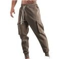 thumbnail image 1 of Ndbuld Sweatpants Athletic Pants Traning Track Pants Joggers for Men Men Fashion Solid Casual Elastic Waist With Pocket Trousers Sport Pants,Coffee,2XL, 1 of 4
