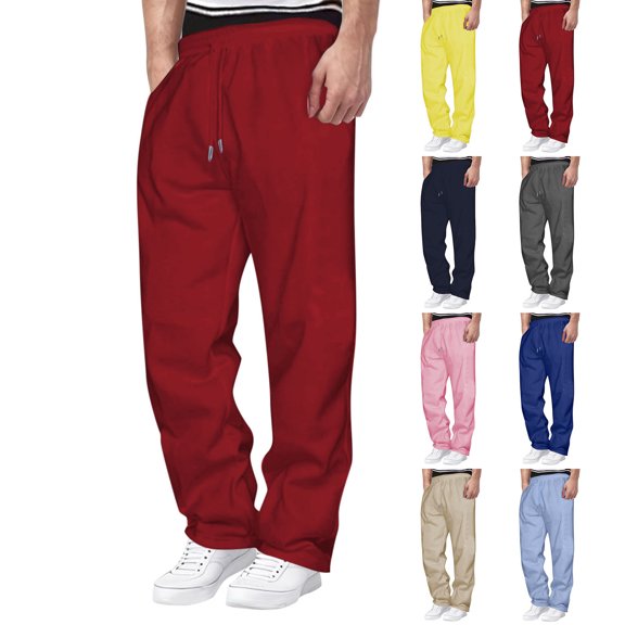 Ndbuld Sweatpants Athletic Pants Traning Track Pants Joggers for Men Mens Fashion Joggers Sports Pants - Pants Sweatpants Trousers Mens Long Pants,Wine,L