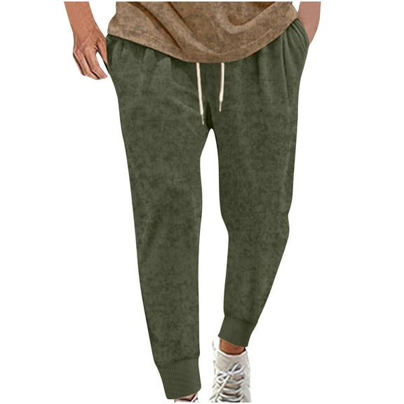 Ndbuld Sweatpants Athletic Pants Traning Track Pants Joggers for Men Solid Color Pocket Drawstring Casual Youth Versatile Sports Oversized Pants Christmas Gift,Army Green,L