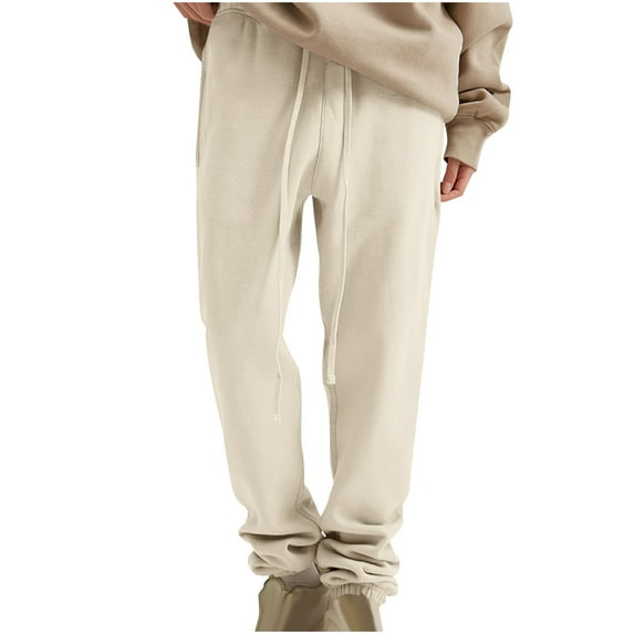 Ndbuld Sweatpants Athletic Pants Traning Track Pants Joggers for Men Solid Color Pocket Drawstring Casual Youth Versatile Sports Oversized Pants Christmas Gift,Khaki,M