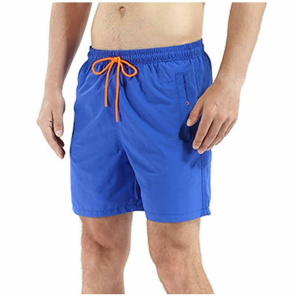 Ndbuld Swim Trunk Beach Shorts for Men Men's Solid Color Water Proof Quick Drying Beach Shorts With Zipper Pocket Sports Shorts Purple 2XL