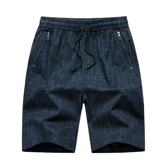 Ndbuld Swimming Shorts for Men Casual Five-point Zipper Pocket Shorts Men's Outdoor Beach Shorts Men's Elastic Large Size Shorts Thanksgiving Decoration Black XL