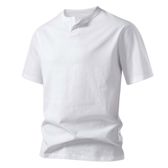 Ndbuld T-Shirts for Men Mens T Shirt-Short Sleeve Crew Neck shirts Men Short-Sleeve Beefy Muscle Basic Solid Color Blouse Tee Shirt Top Short Sleeve Round-Neck Blouses Shirts,White,XL