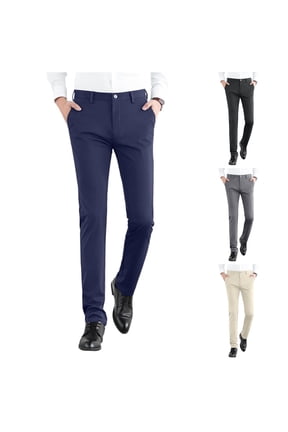 Tactical Work Pants for Men Straight-leg High-elasticity Tailored Business Thin Ice Silk Trousers Navy,31