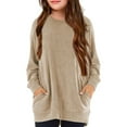 thumbnail image 1 of Ndbuld The Children's Place Girls' Long Sleeve Basic Layering T-Shirt Deal of The Week Beige 150cm/59in 12Y, 1 of 7