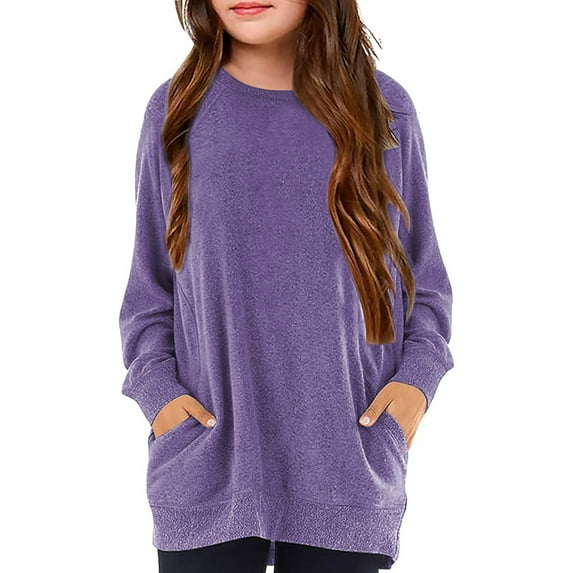 Ndbuld The Children's Place Girls' Long Sleeve Basic Layering T-Shirt Deal of The Week Purple 150cm/59in 12Y