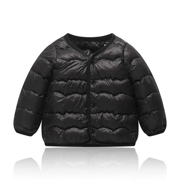Ndbuld The Children's Place Girls' Puffer Jacket Boys And Girls Fall And Winter Baby Solid Color Coat Small And Medium-sized Warm Coat Black 4 Years