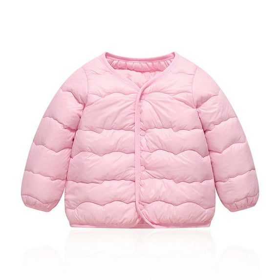 Ndbuld The Children's Place Girls' Puffer Jacket Boys And Girls Fall And Winter Baby Solid Color Coat Small And Medium-sized Warm Coat Pink 1 Year