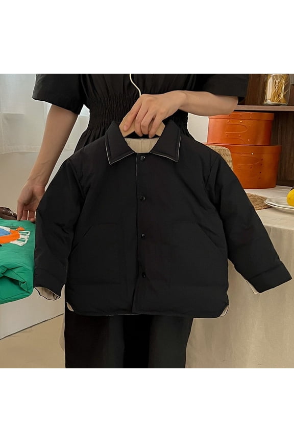 Toddler Heavyweight Puffer Jacket Children's Down Jacket Boys and Girls Double-sided Wearing Children's Down Jacket Middle and Small Children's Down Liner Jacket 4 Years