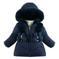 thumbnail image 1 of Ndbuld Toddler Heavyweight Puffer Jacket Girls Winter Clothes Plus Velvet Thickened Fashionable Middle and Large Children's Medium and Long Little Girl Fashionable Coat Cotton Jacket 12 Months, 1 of 3