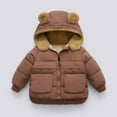 thumbnail image 1 of Ndbuld Toddler Heavyweight Puffer Jacket Toddler Kids Boys Girls Cute Solid Color Plush Cute Winter Thick Casual Keep Warm Hooded Coat Jacket Christmas Gift 2 Years, 1 of 4