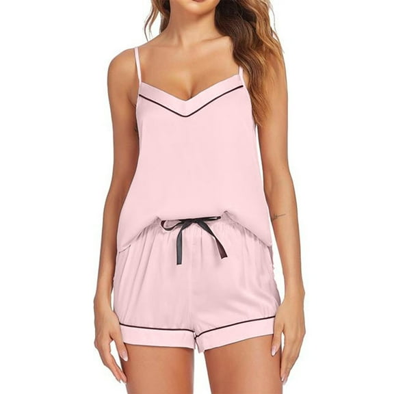 Ndbuld Two Piece Sets for Women Cap Sleeve Lounge Set Summer Pullover Top and Shorts Beach Resort Wear Pink L