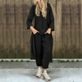 thumbnail image 1 of Ndbuld Two Piece Sets for Women Casual Travel Vacation Outfits Summer Wide Leg Crop Pants Lounge Sets Clearance Under 10 Black S, 1 of 7