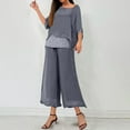 thumbnail image 1 of Ndbuld Two Piece Sets for Women Casual Travel Vacation Outfits Summer Wide Leg Crop Pants Lounge Sets Gray 2XL, 1 of 8
