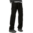 thumbnail image 1 of Ndbuld Cargo Pants Men's Solid Color Pocket Work Pants Straight Leg Pants,Black,2XL, 1 of 6