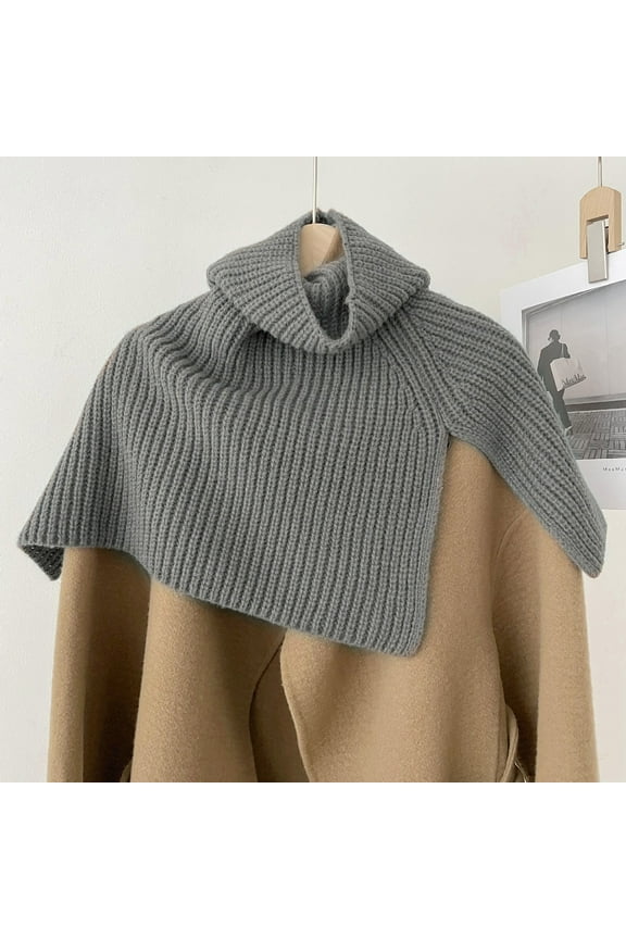 Warm Neck Protector Winter Fleece Windproof Scarf Soft Men Women Scarf Winter Warm Scarves Wrap Knitted Collar Circle Shawl,Gray