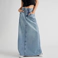 thumbnail image 1 of Ndbuld Vintage Denim Skirts for Women Women High Waisted Versatile A-line Skirt With A Temperament And Solid Color Denim Skirt on Clearance,Blue,XL, 1 of 9