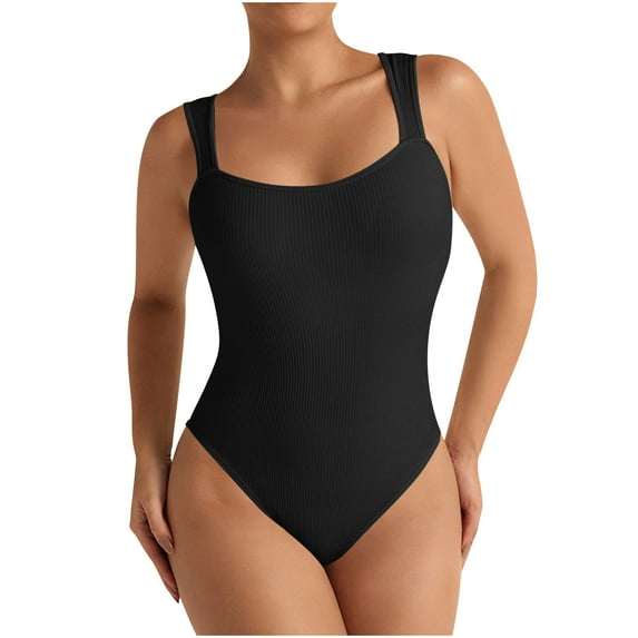 Ndbuld Waist Trainer for Women Women's Sexy Fashion Tight Fitting Casual Solid Yoga Jumpsuit Shorts Corset ,Black,S