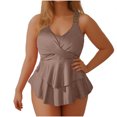 thumbnail image 1 of Ndbuld Women Athletic One Piece Swimsuit Sport Bathing Suit Splice Swimwear on Clearance Coffee XXXL, 1 of 4