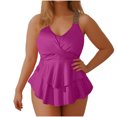 thumbnail image 1 of Ndbuld Women Athletic One Piece Swimsuit Sport Bathing Suit Splice Swimwear on Clearance Pink L, 1 of 4