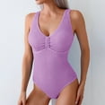 thumbnail image 1 of Ndbuld Women Athletic One Piece Swimsuit Sport Bathing Suit Splice Swimwear on Clearance Purple XXL, 1 of 7