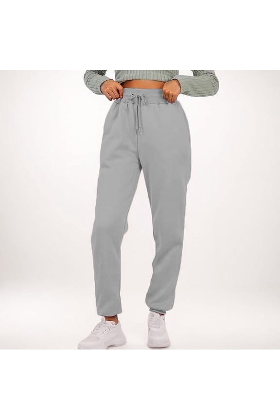 Women Cargo Pants High Waisted Drawstring Wide Leg Ankle Strap with Pocket Work Pants ,M,Gray