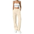 thumbnail image 1 of Ndbuld Women Cargo Pants Ladies Trendy and Casual Multi Pocket Loose Wide Leg Work Pants Long Pants XL,Beige, 1 of 4
