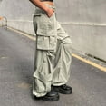 thumbnail image 1 of Ndbuld Women Cargo Pants Solid Color Fashion Casual Loose Broad Leg Full Length Pants Christmas Gift,S,Beige, 1 of 1