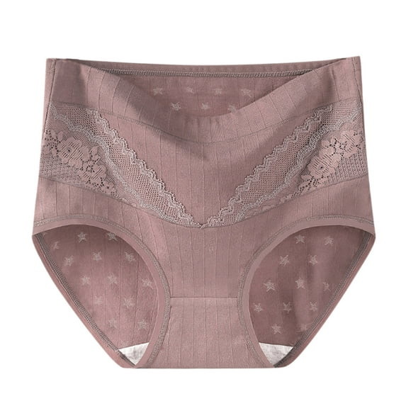 Ndbuld Women Cotton Underwear Solid Lace Plus Size XL-6XL Casual High Waisted Cotton Underwear Ladies Soft Full Briefs Panties Soft Breathable Super Stretchy Ladies Briefs Up to 65% off