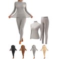 thumbnail image 1 of Ndbuld Women Mock Neck Seamless Thermal Underwear Set, 2‑Piece Stretchy Insulated Base Layer for Daily & Outdoor Winter Layering, 1 of 9
