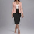 thumbnail image 1 of Ndbuld Women's 2 Piece Suit Set Peplum 3/4 Long Sleeve Church Dress Suit Elegant formal office Midi Pencil Skirt Suit Pink,L, 1 of 4