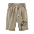 thumbnail image 1 of Ndbuld Women's Bermuda Shorts Jersey Shorts with Deep Pockets Women’s Printed Elastic Waist for Casual with Casual Pockets Half Shorts Pants Deals of The Day Lightning Deals Khaki L, 1 of 2