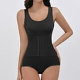 thumbnail image 1 of Ndbuld Women's Bra Free Bodysuits Women's Solid Color Adjustable Shoulder Strap Plus Size Tight Fitting Hip Lifting And Shaping Breasted Jumpsuit Up to 35% off,M-3XL,Black,M, 1 of 5