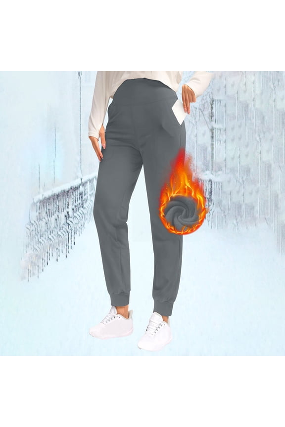 Oversized Yoga Pants Pants for Women Women's New Solid Color Plus Velvet Warm Ankle Strap Pocket High Waisted Compression Elastic Fitness Pants Leggings Sports Pants Gray 4XL