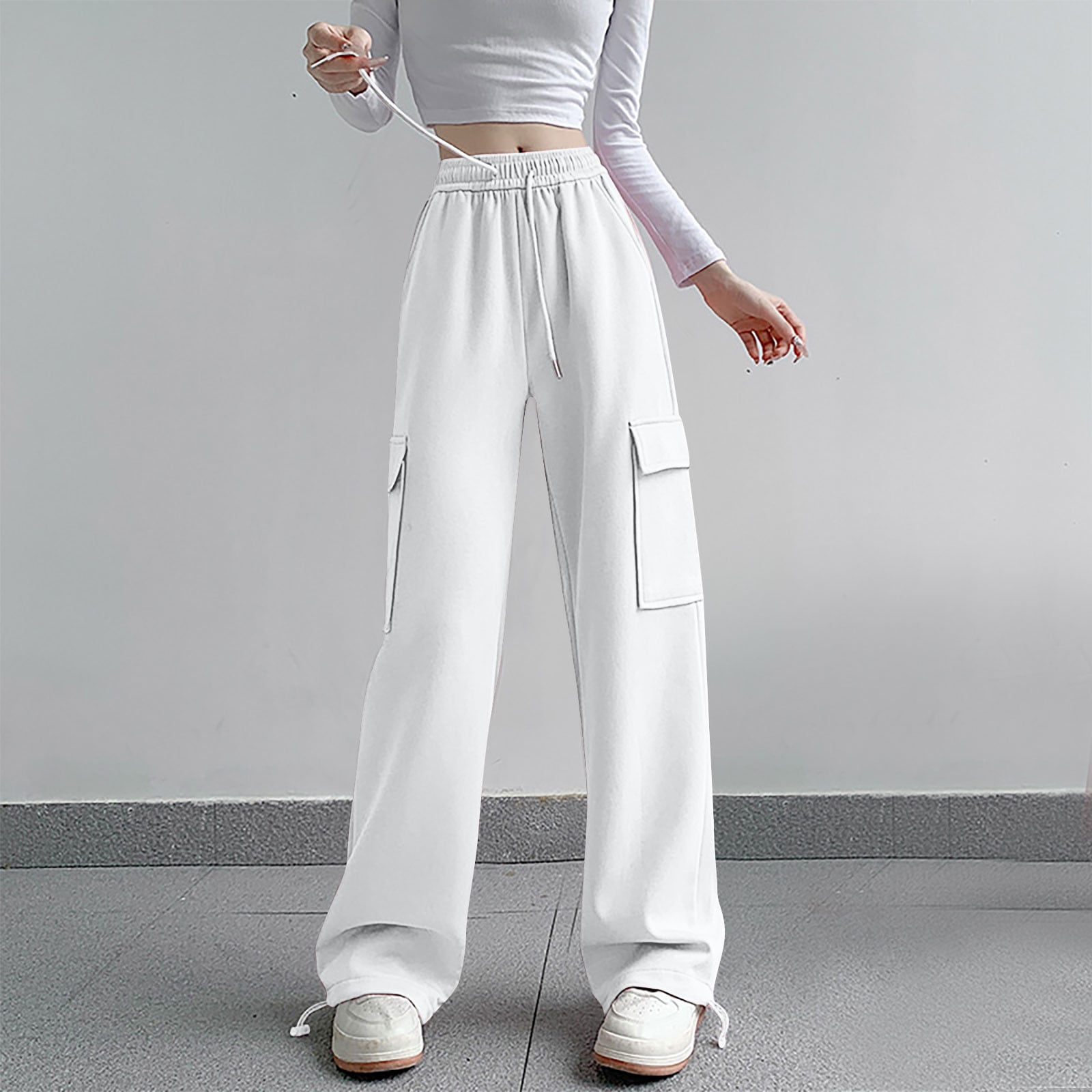 Hessimy Cargo Pants For Girls Casual High Waisted Drawstring Hessimy Cargo Pants For Girls Casual High Waisted Drawstring