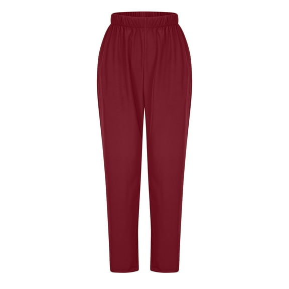 Ndbuld Women's Comfort Fit Scrub Pants Women's Nurse Health Nurse Uniform Clinic Maid Nurse Uniform Protective Clothing Long Pants ,Wine,L